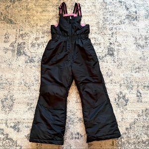 Swiss Tech | Youth Girls Snow Bibs Black Zip Size 6-6X Reinforced Canvas Knee